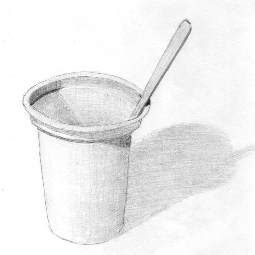 894x894 Sketch Of Yogurt Cup And Spoon By Amarao San - Yogurt Sketch