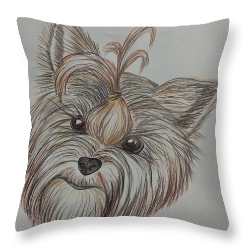 500x500 Yorkie Sketch Throw Pillow For Sale By Ashley Adams - Yorkie Sketch