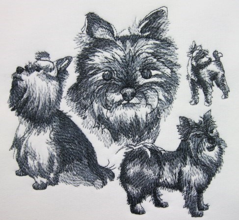 487x450 Embroidered Yorkie Sketch T Shirt, Gift For Dog Loverbreeder - Yorkie Sketch
