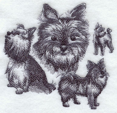 385x370 Machine Embroidery Designs - Yorkie Sketch