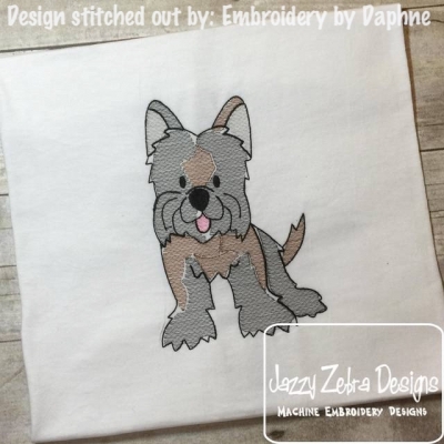 400x400 Yorkie Sketch Embroidery Design - Yorkshire Terrier Sketch