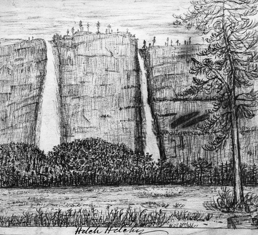 1000x909 Muir Waterfalls C1877 Nthe Hetch Hetchy Waterfalls At Yosemite - Yosemite Sketch