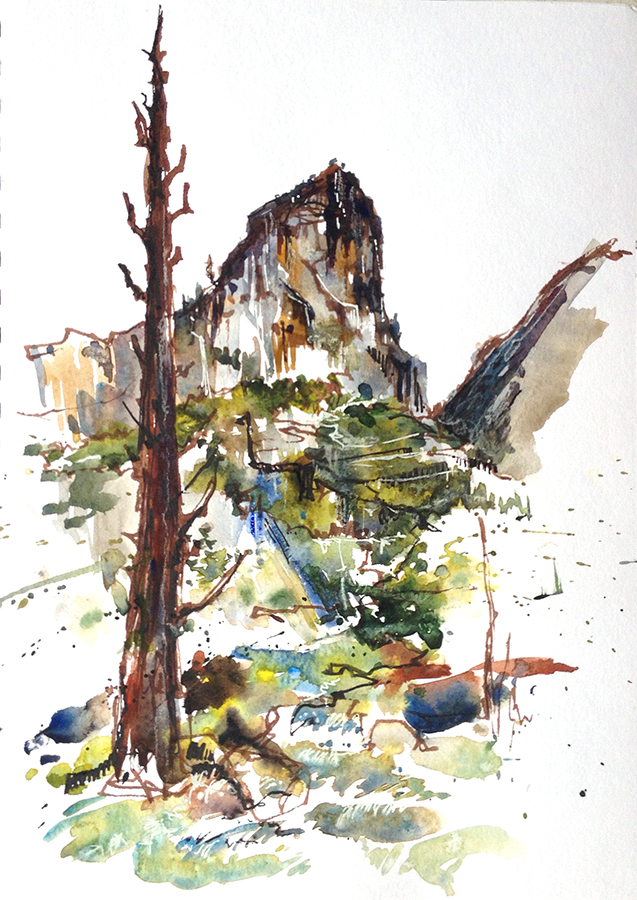 637x900 Two Ink Sketching In Yosemite National Park Sketch Away Travels - Yosemite Sketch