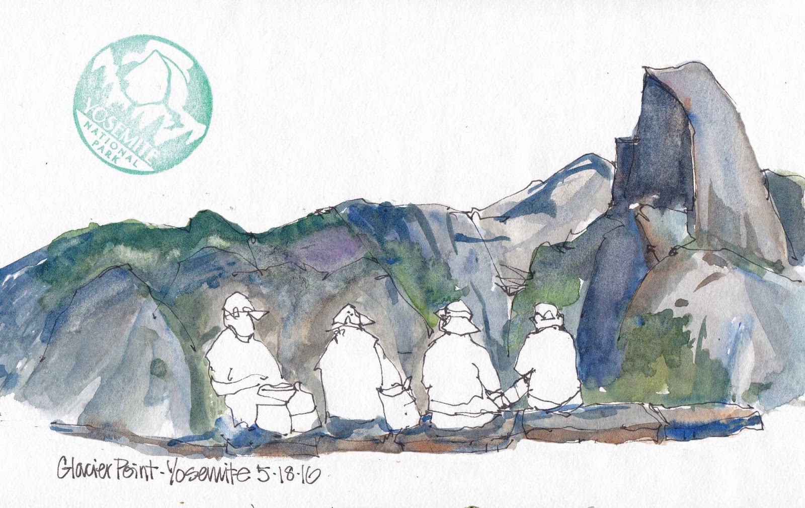 1600x1009 Urban Sketchers S.f. Bay Area Getting To Yosemite Before The Obamas - Yosemite Sketch