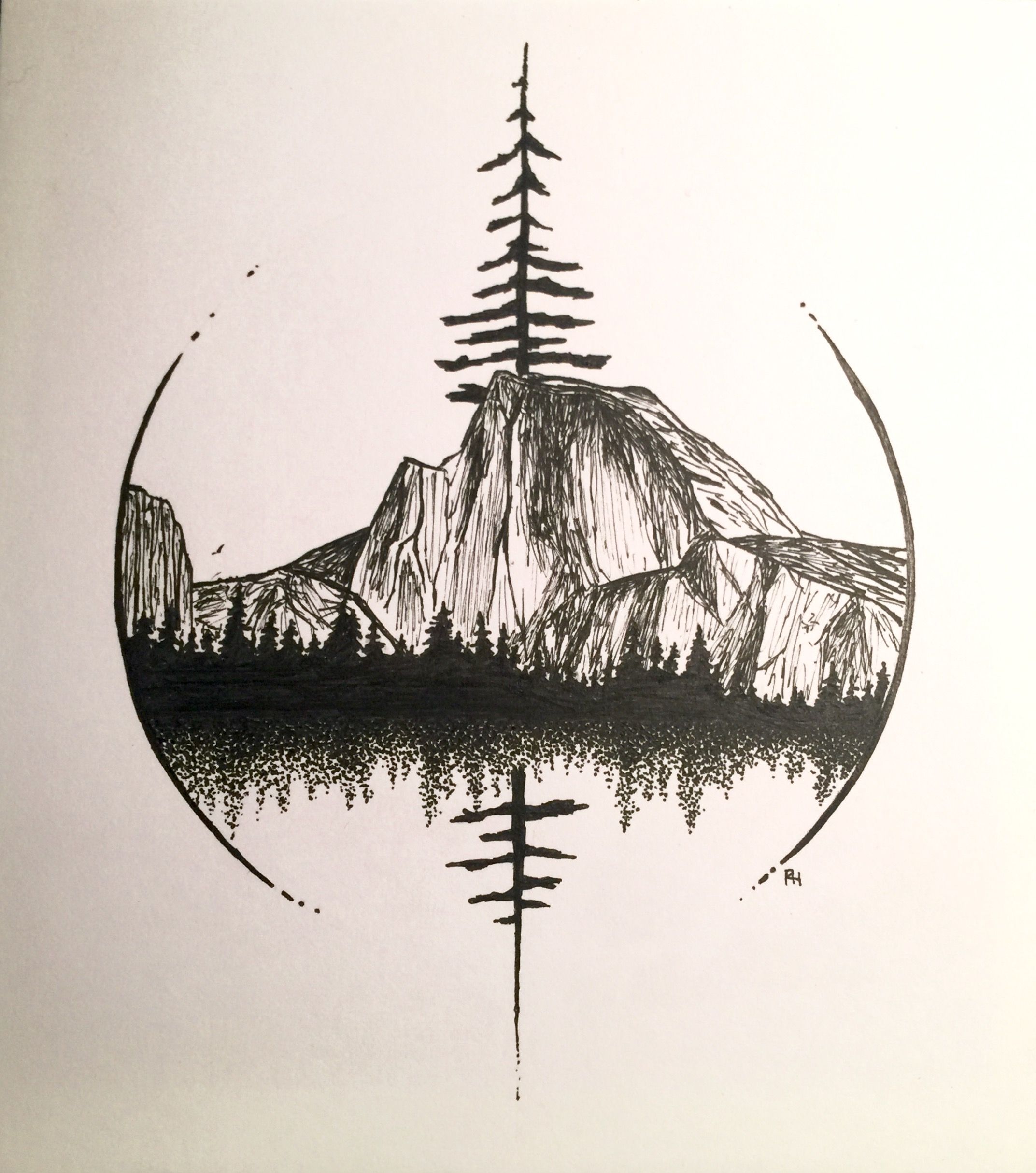 2145x2428 Half Dome In Yosemite Art By Robin Halmhofer Tattoos - Yosemite Sketch