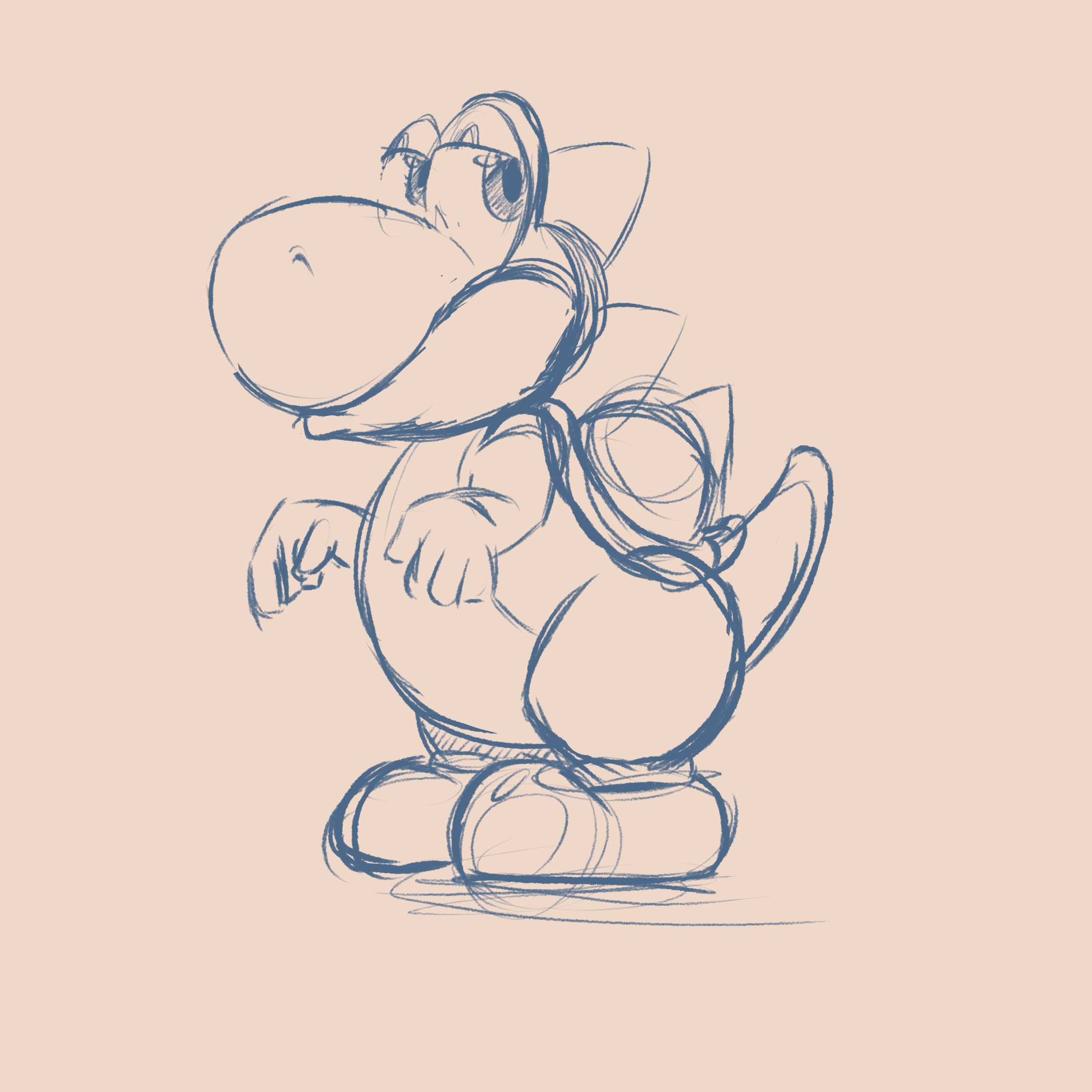 2100x2100 Yoshi Sketch By Slaphappydrew On Newgrounds - Yoshi Sketch