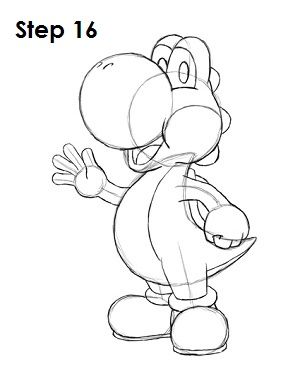 300x388 Draw Yoshi Step 16 Dibujo Tipo Disney Yoshi, Draw - Yoshi Sketch