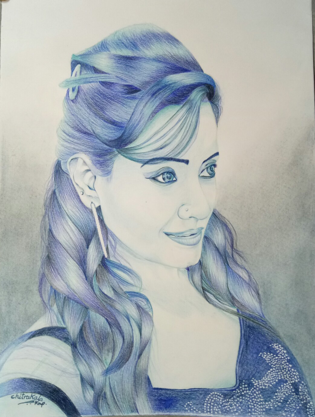 1042x1377 Monochrome Sketch Painting, Single Colour Sketch, One Colour - Young Girl Sketch