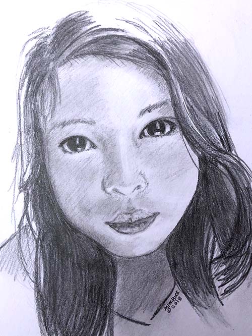 Young Girl Sketch at PaintingValley.com | Explore collection of Young ...