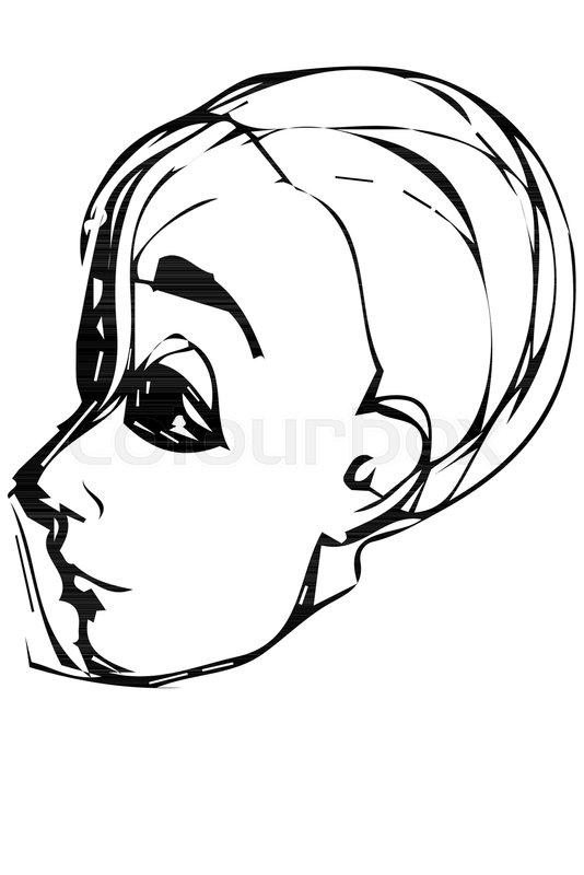 534x800 Black And White Vector Sketch Portrait Of A Young Man Stock - Young Man Sketch