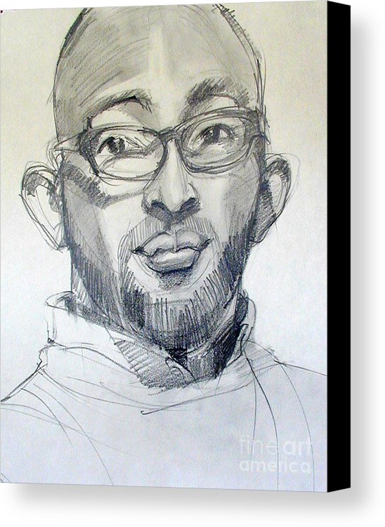 548x750 Graphite Portrait Sketch Of A Young Man With Glasses Canvas Print - Young Man Sketch