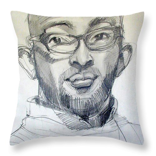 500x500 Graphite Portrait Sketch Of A Young Man With Glasses Throw Pillow - Young Man Sketch