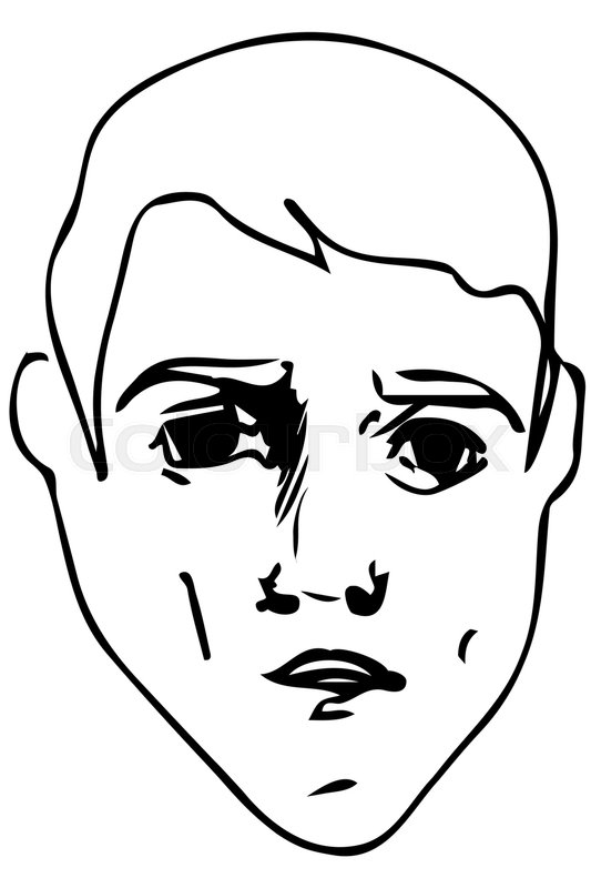 533x800 Black And White Vector Sketch Of A Face Of A Young Man Stock - Young Man Sketch