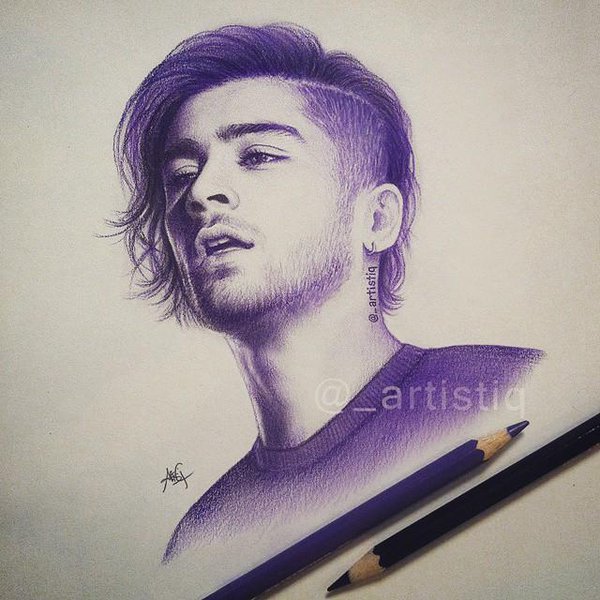 600x600 Idam On Twitter Artistiq Purple Pencil Sketch Of Zayn - Zayn Malik Sketch