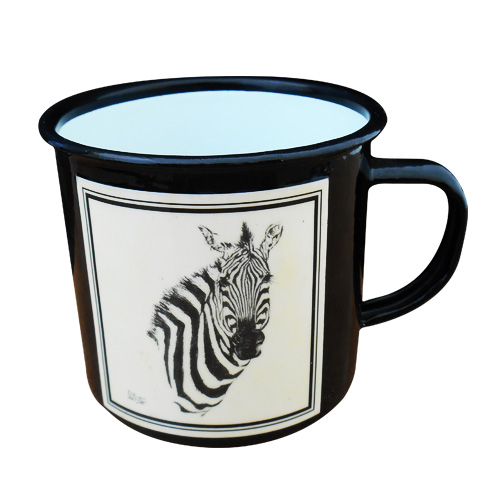500x500 Tin Mug, Sketch Zebra Head, Black, Print - Zebra Head Sketch