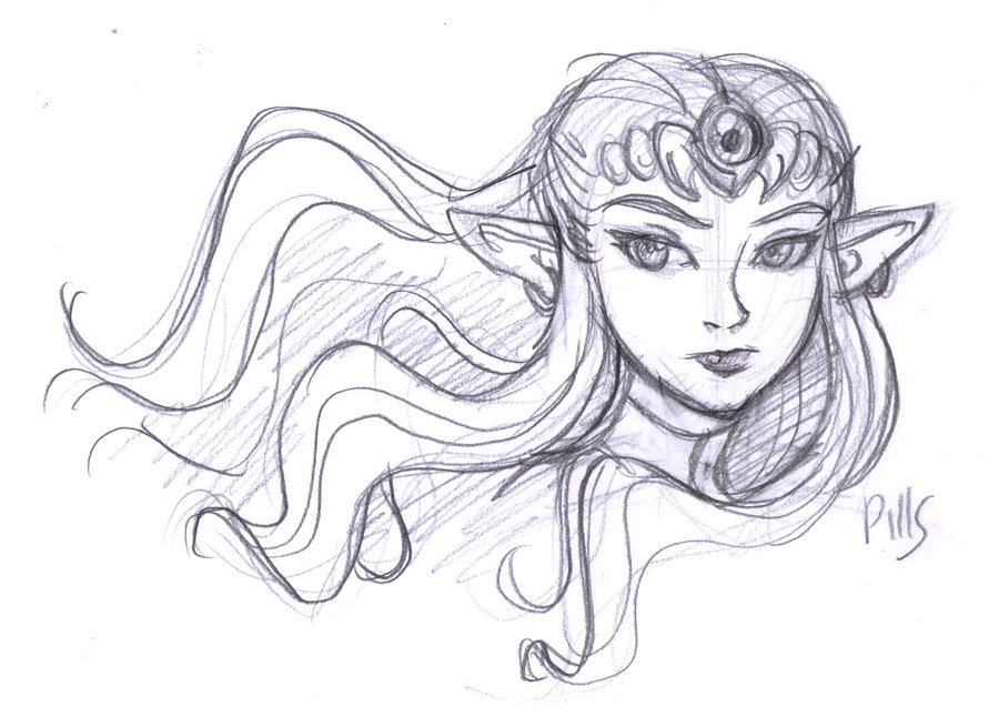 900x646 Zelda Sketch By Pinkypills - Zelda Sketch