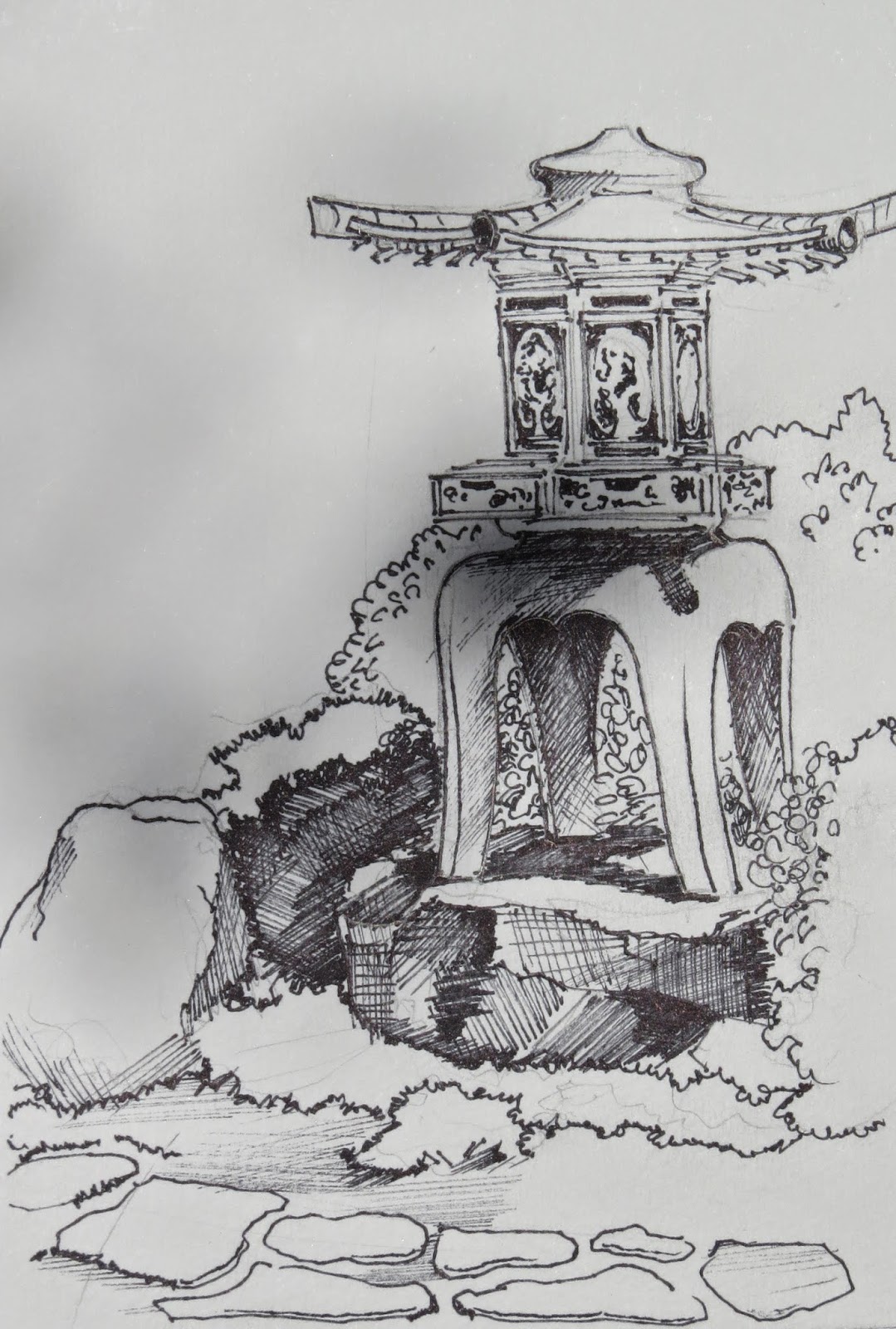 1079x1600 Urban Sketchers San Diego Japanese Friendship Garden, Balboa Park - Zen Garden Sketch