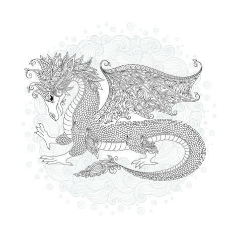 473x473 Vector Cartoon Dragon. Hand Drawn. Black, White. Doodle Sketch - Zen Sketch