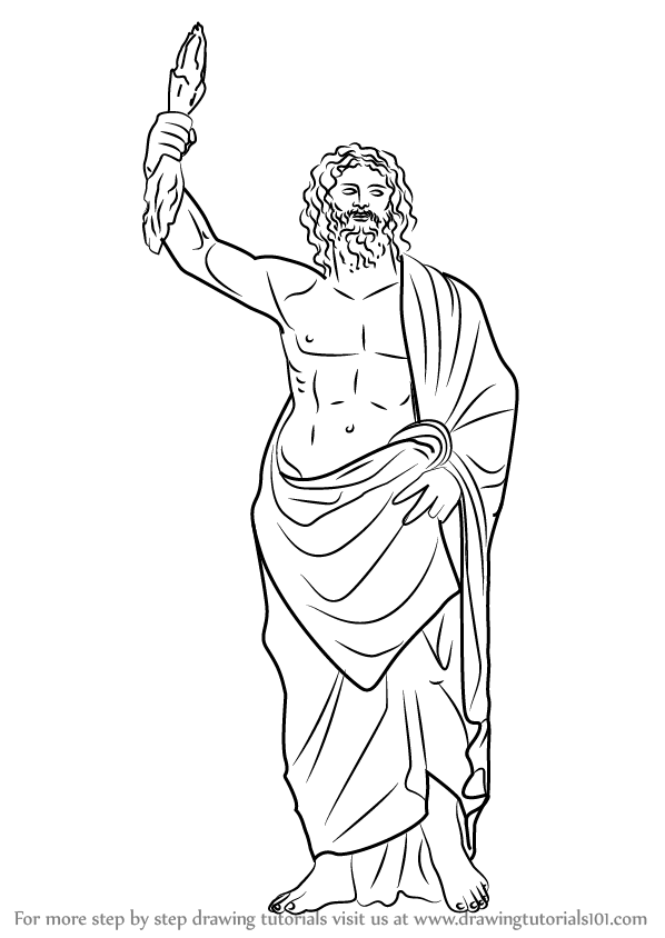 598x844 Learn How To Draw Zeus (Greek Gods) Step By Step Drawing Tutorials - Zeus Greek God Sketch