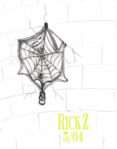 375x477 Spider Web Zipper Drawing By Richard Ramirez Saatchi Art - Zipper Sketch