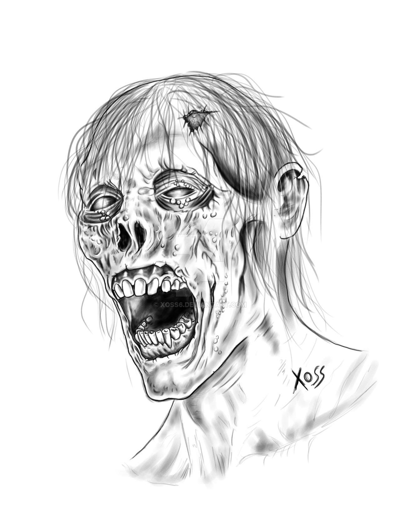1280x1653 Zombie Face 1 By Xoss6 - Zombie Face Sketch