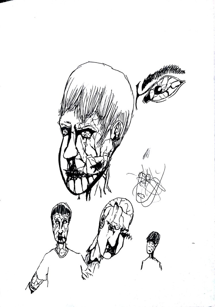 749x1066 Zombie Face Sketch By Blockination - Zombie Face Sketch