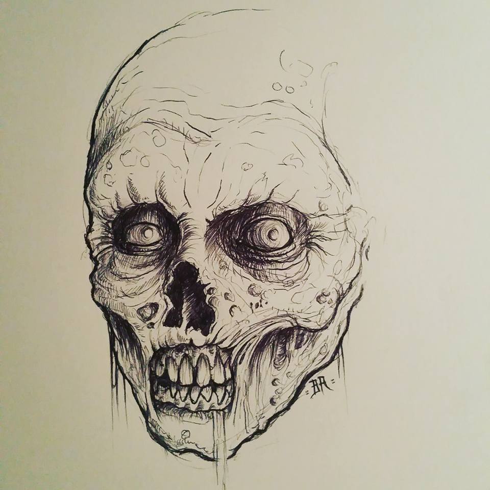 960x960 Zombie Sketch (Ballpoint Pen) By Abaddondesign - Zombie Face Sketch