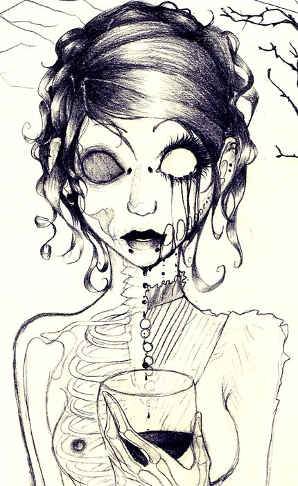 430x700 Drawn Zombie Sketch - Zombie Face Sketch