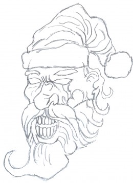 260x358 How Draw A Zombie Santa Face ~ Drawing And Painting - Zombie Face Sketch