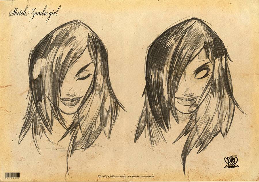 900x634 Sketch Zombie Girl By Celaoxxx - Zombie Girl Sketch