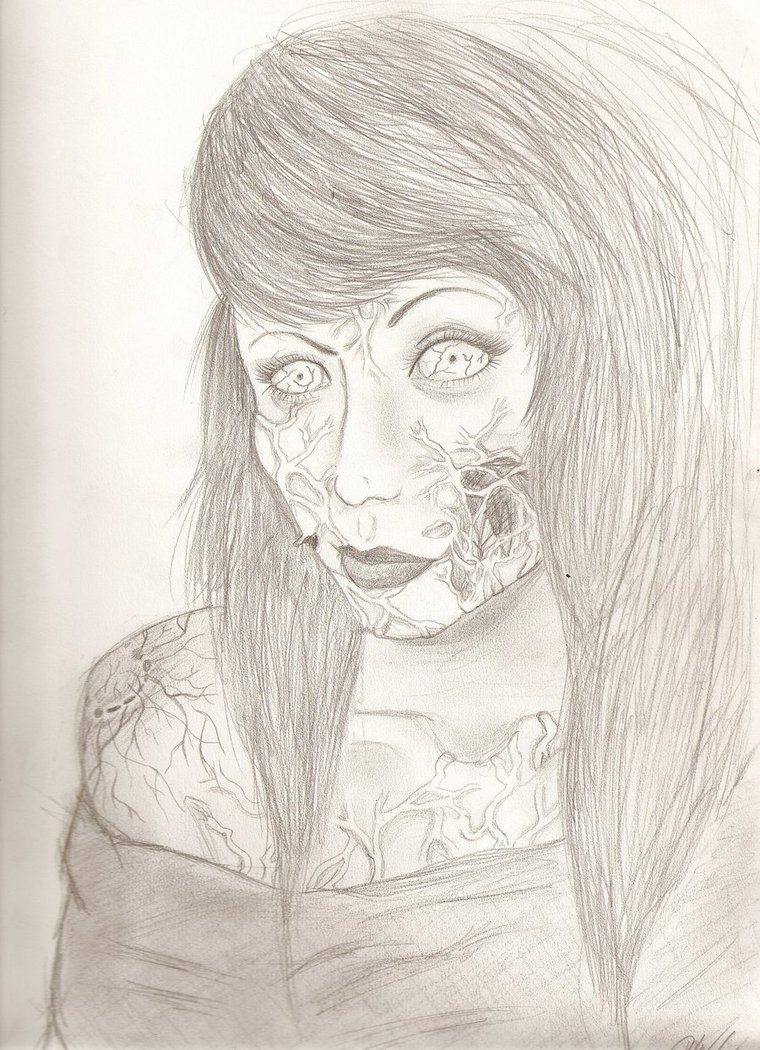 760x1050 Zombie Girl Sketch By Erase Me Whole - Zombie Girl Sketch