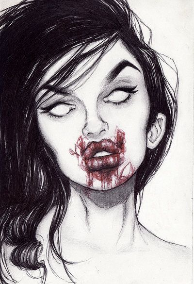 400x585 Zombie Art Self Portrait Contest Horror Art Art - Zombie Girl Sketch