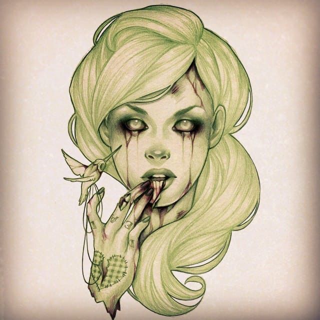 640x640 Zombie Girl Tattoo Strange, Grotesque, But Beautiful - Zombie Girl Sketch