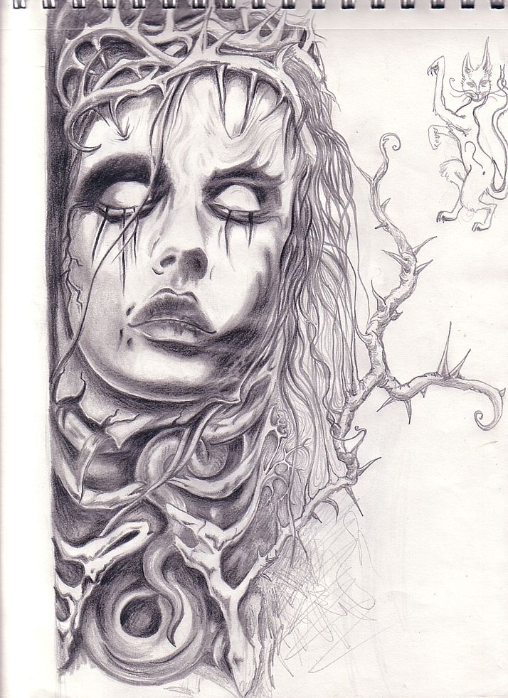 714x982 Macabre Girl Art - Zombie Girl Sketch