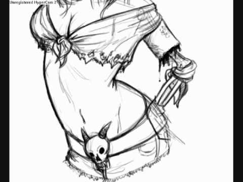 480x360 Zombie Drawing - Zombie Girl Sketch