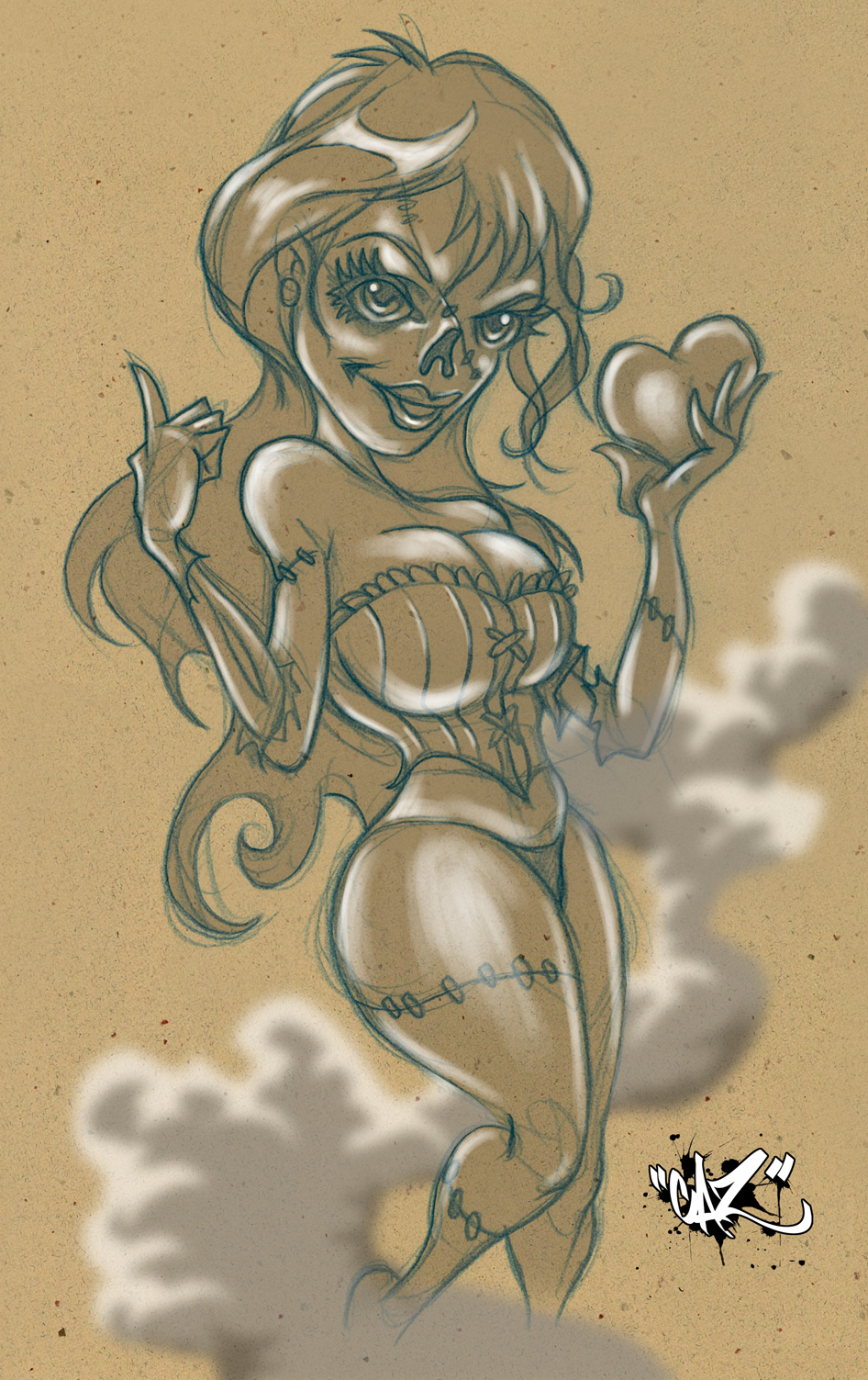 946x1503 Zombie Girl Sketch By Cazitena - Zombie Girl Sketch