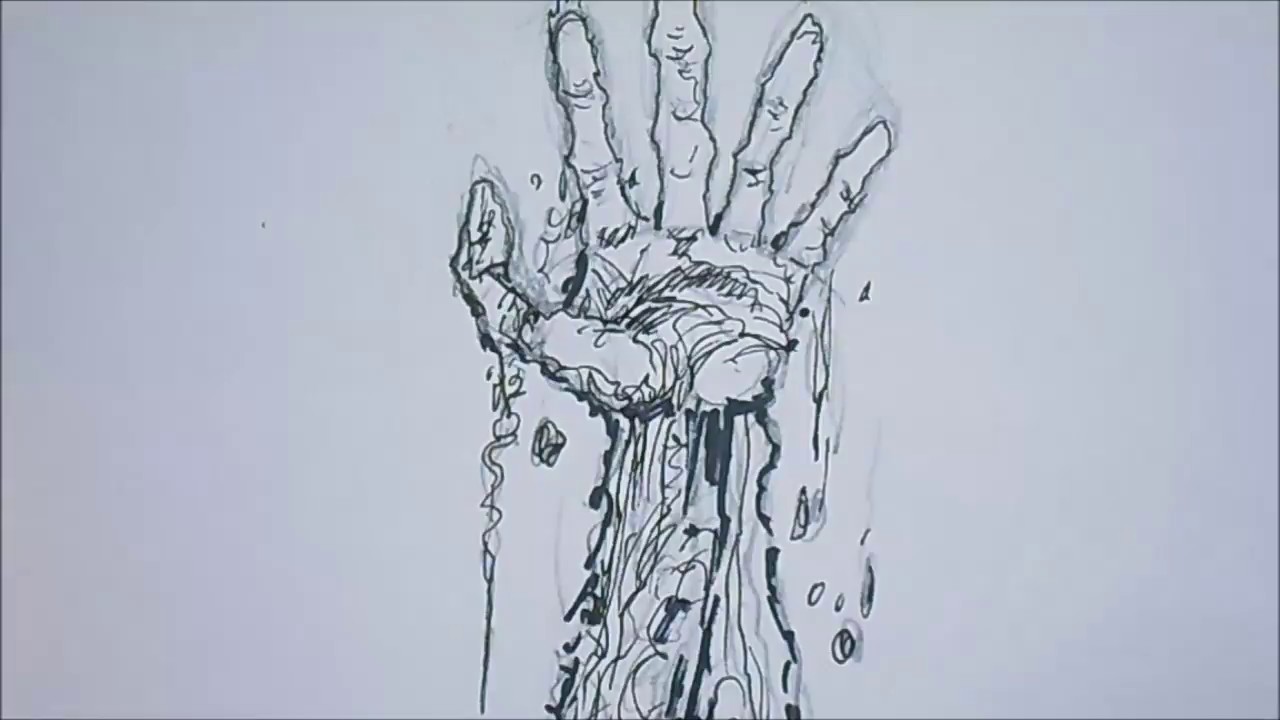 1280x720 How To Draw A Zombie Hand Coming Out Of The Ground - Zombie Hand Sketch