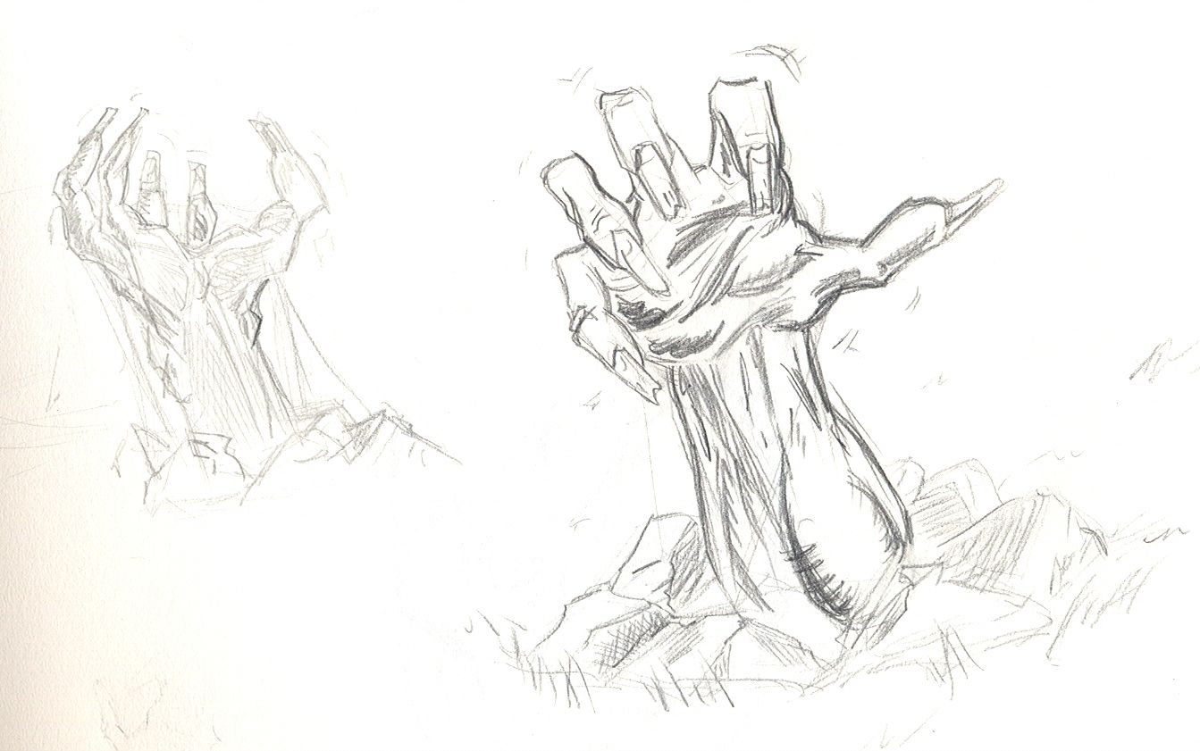 1343x841 Sketch Of Zombie Hands Monsters! Web Design Project - Zombie Hand Sketch