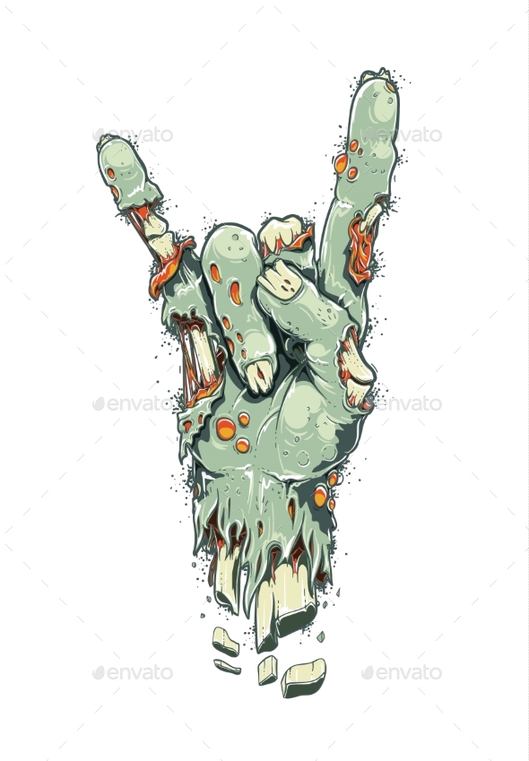 590x849 Zombie Hand On White By Abirvalg Graphicriver - Zombie Hand Sketch