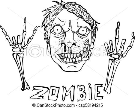 450x361 Cute Vector Illustration. Zombie. Hand Drawn Cartoon Style. Sketch - Zombie Hand Sketch