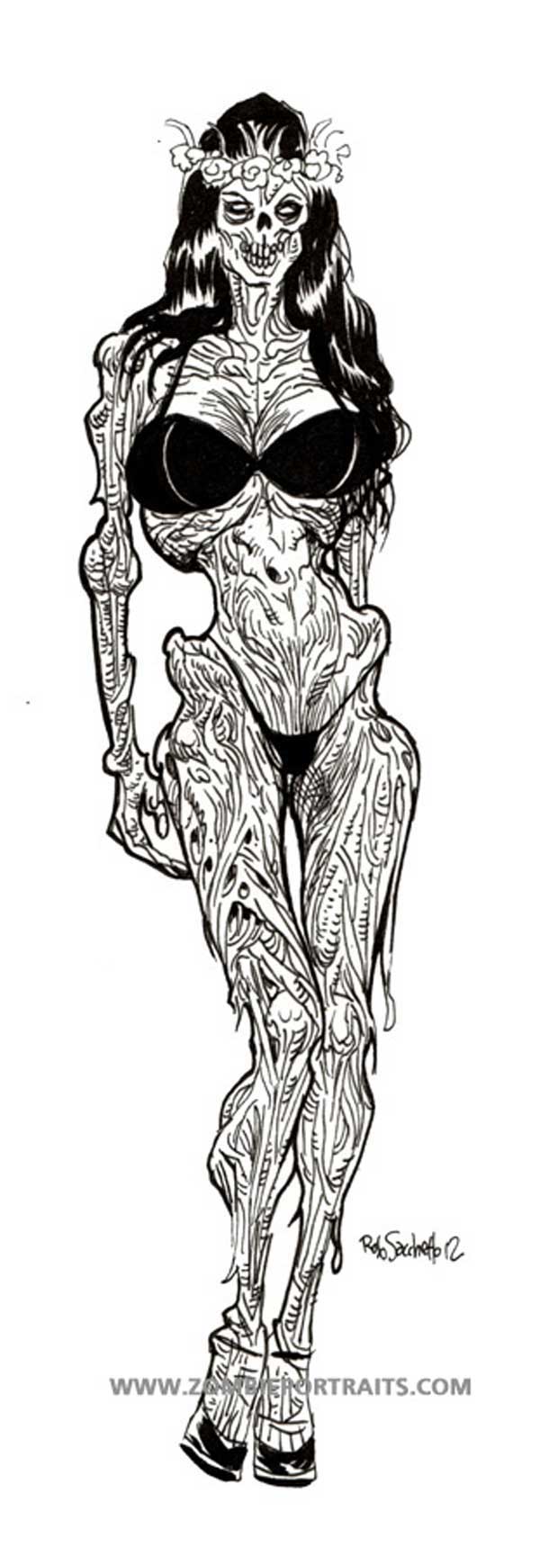 600x1729 Quick Zombie Pin Up Sketch - Zombie Sketch