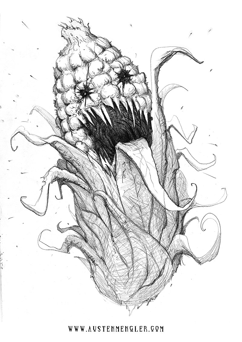 800x1131 Scary Sketches The Art Of Austen Mengler - Zombie Sketch