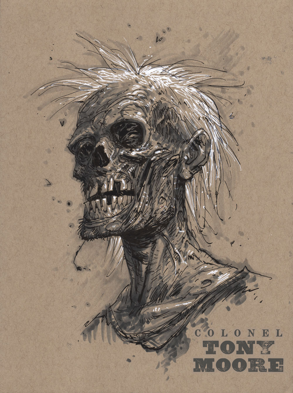1000x1340 Sketch Of The Day! A Zombie Colonel Tony Moore - Zombie Sketch