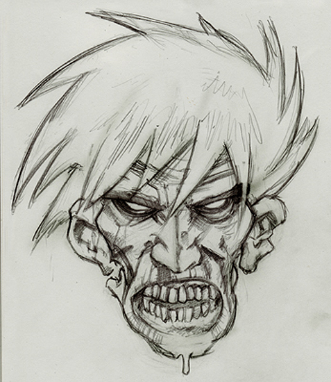 477x550 Quick Zombie Head Sketch The Art Of Andrew Cremeans - Zombie Sketch