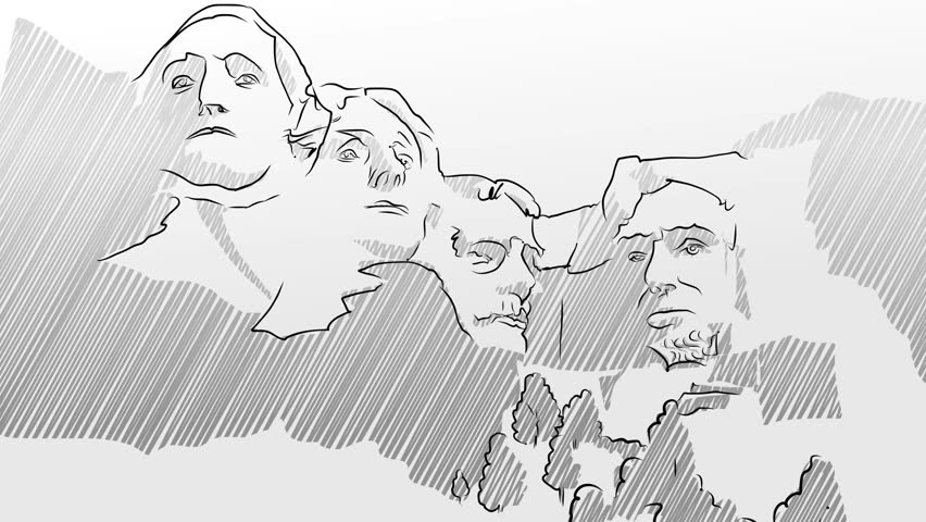 852x480 Mount Rushmore Animated Sketch, Hand Drawn Stock Footage Video - Zoom Sketch
