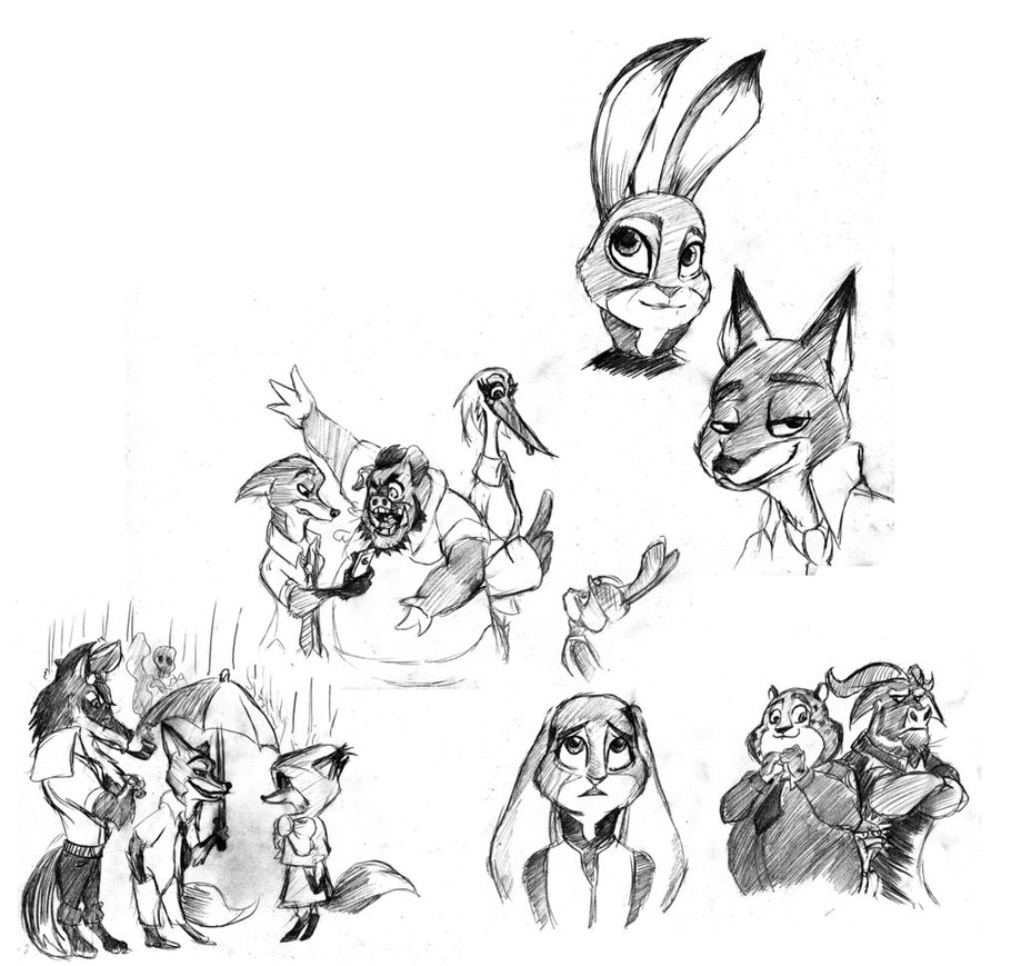 919x869 Zootopia Sketches By Jinksa - Zootopia Sketches