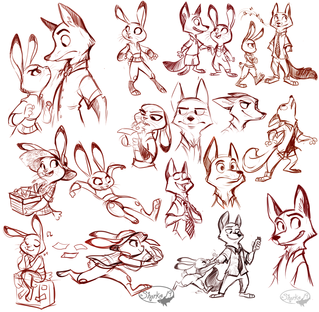 1024x1003 Zootopia Sketches By Sharkie19 Zootopia - Zootopia Sketches