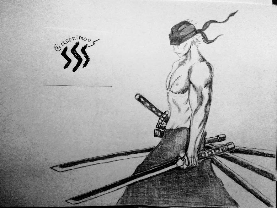 883x662 My Art Work Of Roronoa Zoro Steemit - Zoro Sketch