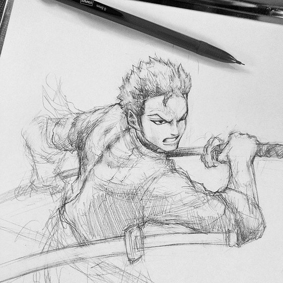570x570 Zoro Sketch Etsy - Zoro Sketch