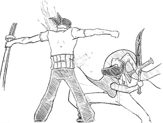 320x242 Zoro Vs. Mihawk From One Piece. - Zoro Sketch